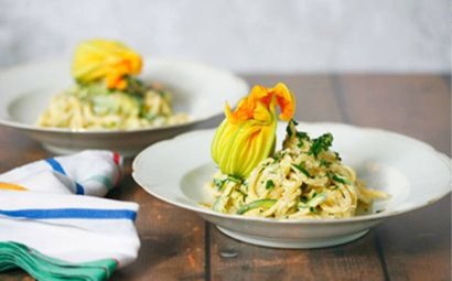 Courgette Ribbon & Ricotta Spaghetti with Lemon Zest