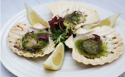 Grilled Brixham Scallops with Garlic Herb Butter