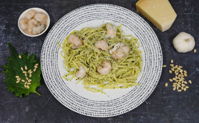 Linguine with Shiso Pesto & Langoustines