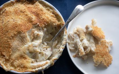 Salsify and Caramelised Onion Gratin 