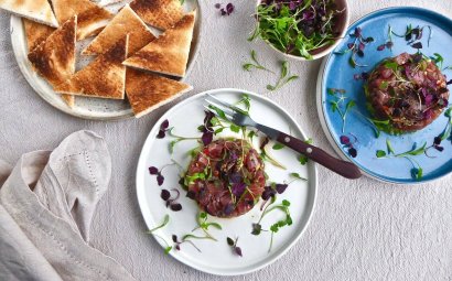 Tuna Tartare with Finger Lime and Micro Herbs 
