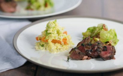 Wood Pigeon Breast with Savoy Cabbage and Brussels Sprouts