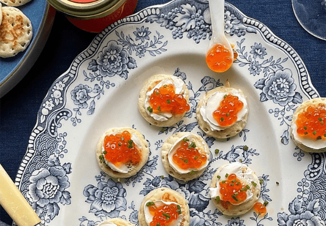 salmon caviar catering blinis
