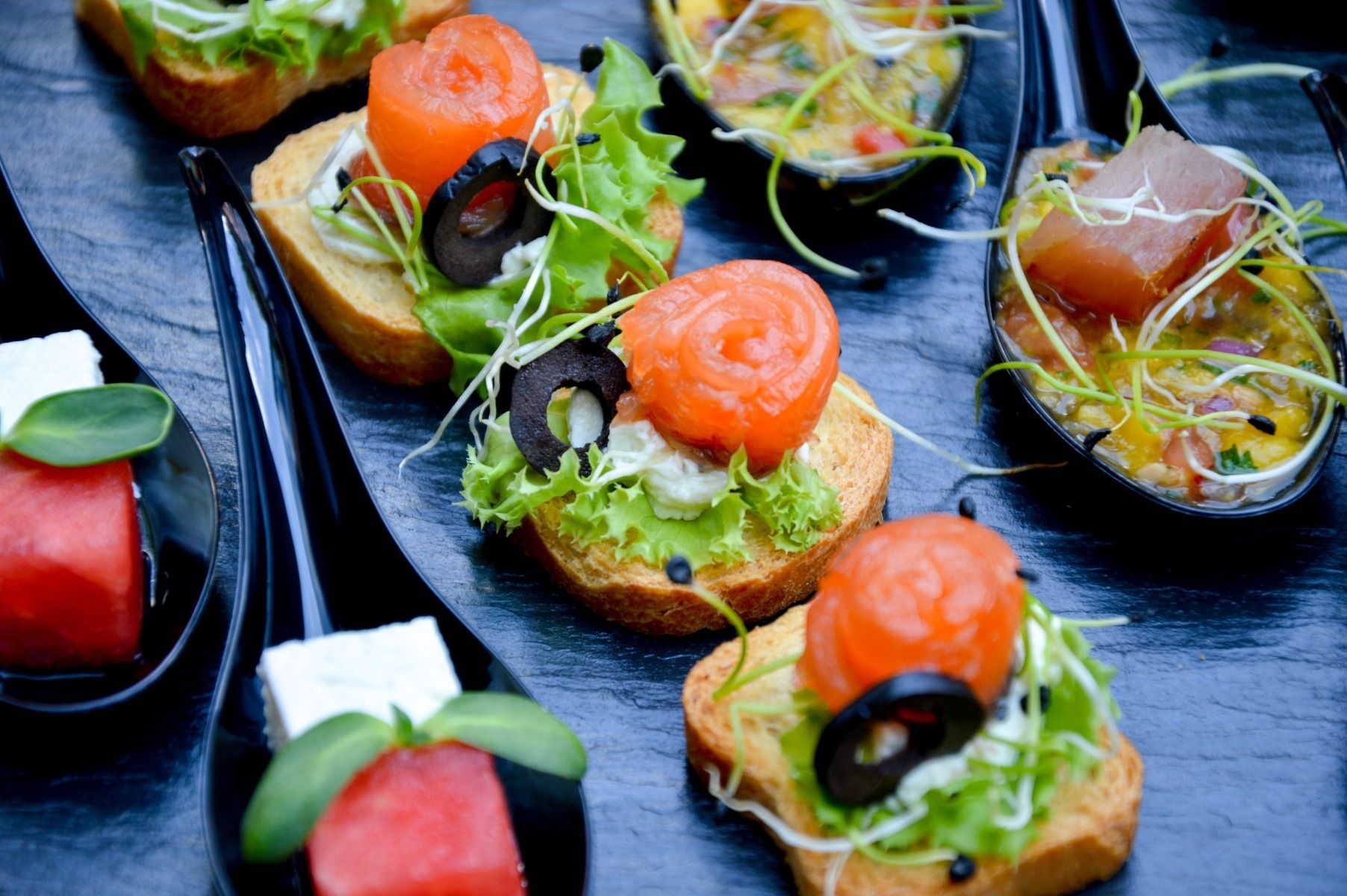 Food ready to be eaten at an event